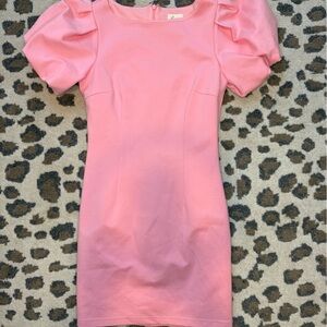 Chic Pink Dress with Puff Sleeves